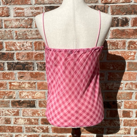 Splendid pink plaid silk/cotton spaghetti strap blouse / L / Excellent condition - Picture 8 of 11